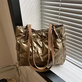 Женская сумка-тоут Yogodlns с мягкой верхней ручкой, универсальная, прочная, большая вместительная, стеганая, наплечная сумка, повседневная, зимняя, для поездок на работу 31.5x11.5x25cm розовый