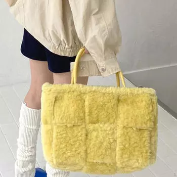 Женская сумка-тоут женская плюшевая для вечеринки, зимнего путешествия, работы, подарка на день святого валентина жёлтый