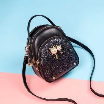 Женская сумка, универсальная для осени и зимы, модные мини-пайетки, модная женская сумка через плечо через плечо. black