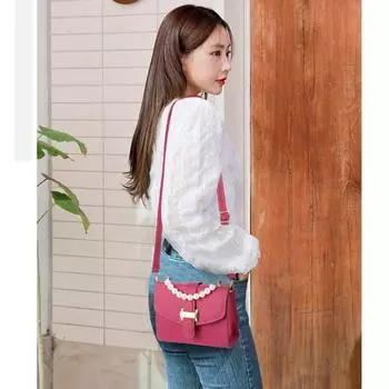 Женская сумка Универсальная сумка через плечо на одно плечо с жемчугом Ручная простая маленькая квадратная сумка one size розовый