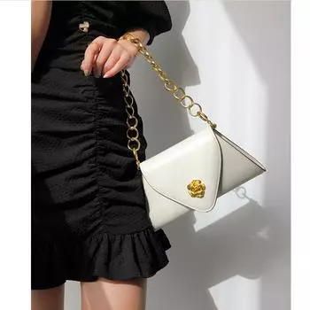 Женская сумка Весенние бродяги Французский нишевый дизайн Сумки через плечо Камелия Декор Женская сумка 1 белый