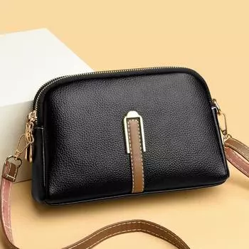 Женская сумка Весна и лето Сумка-ракушка Простая сумка через плечо Кошелек Кошелек Текстура Сумка через плечо в иностранном стиле чёрный