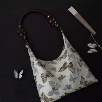 Женская сумка Винтажная вышитая бабочка сумка через плечо Женская сумка Сумка из дерева и бусин Кошелек