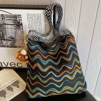 Женская сумка в этническом стиле 2024 года, новая вместительная универсальная сумка через плечо, модная сумка-мессенджер