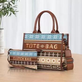 Женская сумка в этническом стиле, европейские и американские ретро-сумки через плечо, большая вместительная сумка синий