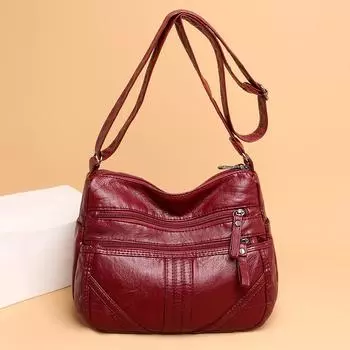 Женская сумка в европейском и американском стиле, большая вместимость, сумка через плечо на одно плечо, мягкая кожаная текстура, многослойная сумка для матери, сумка для свекрови