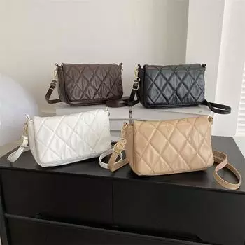 Женская сумка в иностранном стиле 2024 года, новая простая и вместительная сумка через плечо для поездок на работу, повседневная сумка-мессенджер с ромбами чёрный