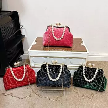 Женская сумка в литературном и художественном стиле, новая, золотистого бархата с ципао, одно плечо, косая сумка чёрный