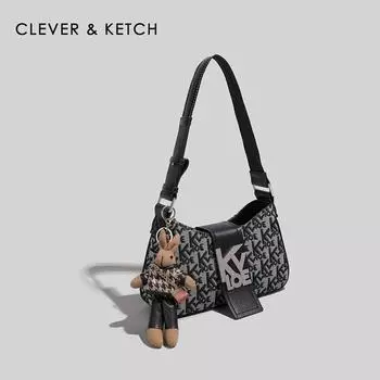 Женская сумка в стиле подмышки с вышивкой, интегрированная сумка через плечо, сумка через плечо для отправки подруге, длина 27 см, ширина 8 см, высота 16 см чёрный