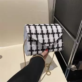 Женская сумка в стиле ретро 2024 года, новая модная сумка-цепочка, маленькая квадратная сумка, повседневная сумка через плечо, простая сумка-мессенджер