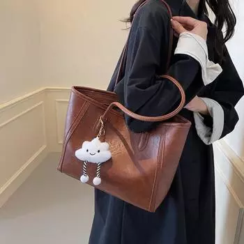 Женская сумка в стиле ретро большой вместимости 2024 года, новая универсальная сумка-тоут в стиле ретро для поездок на работу и обратно, сумка через плечо и подмышку