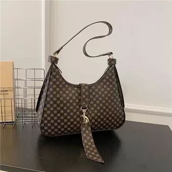 Женская сумка в стиле ретро иностранного стиля 2024 года, весна-лето, новая корейская версия, модная сумка через плечо, персонализированная сумка через плечо, женская сумка темно-коричневого