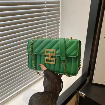 Женская сумка в стиле ретро иностранного стиля 2024 года, новая однотонная вышитая нить, одно плечо, косая сумка, простая маленькая квадратная сумка чёрный