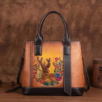 Женская сумка в стиле ретро из натуральной кожи с большой вместимостью из матовой кожи квадратной формы