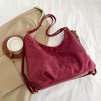 Женская сумка в стиле ретро из нубука большой вместимости, новая коллекция осень-зима, универсальный рюкзак на одно плечо