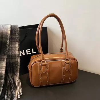 Женская сумка в стиле ретро, новая универсальная сумка на плечо, большая вместительная дорожная сумка с двойной текстурой