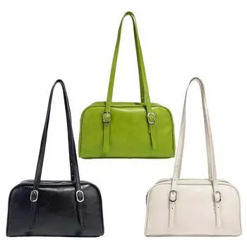 Женская сумка в стиле ретро подмышечная сумка из искусственной кожи, дизайнерские кошельки подмышками, однотонная сумка через плечо для женщин, повседневная сумка-тоут большой вместимости бежевый