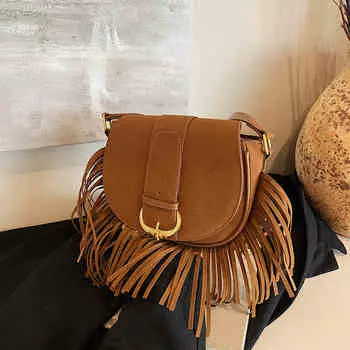 Женская сумка в стиле ретро с матовыми кисточками, новая осенне-зимняя универсальная сумка через плечо, женская дорожная сумка через плечо