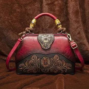 Женская сумка в винтажном стиле с цветочным узором, модная сумка через плечо из ПУ