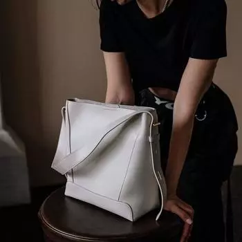 Женская сумка-ведро, большая универсальная сумка из спилковой кожи, женские повседневные сумки-мессенджеры (20cm<Max Length<30cm) белый