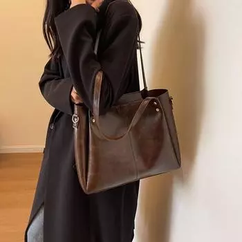 Женская сумка-ведро большой вместимости, сумка через плечо через плечо чёрный