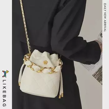 Женская сумка-ведро Camellia Fragrance Style высокого класса 2022: Одно плечо, сумка-мессенджер, аксессуар с бриллиантовой цепочкой роза розовый