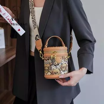 Женская сумка-ведро цилиндрическая кроссбоди высокого качества портативная маленькая летняя модная новая