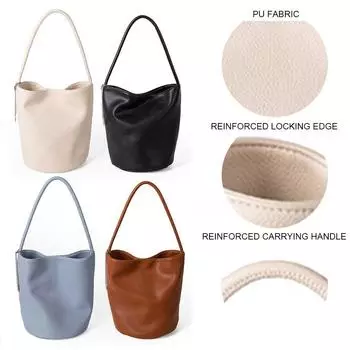 Женская сумка-ведро из искусственной кожи, дизайнерская сумка на плечо, большая вместительная стильная сумка-тоут, однотонная простая дорожная сумка для путешествий на открытом воздухе синий
