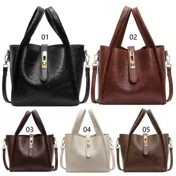 Женская сумка-ведро из искусственной кожи, модная сумка на плечо, большая вместимость, винтажная сумка-саквояж с внутренним карманом, регулируемый ремень, дорожная сумка для улицы чёрный