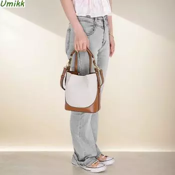 Женская сумка-ведро из искусственной кожи, сумка на одно плечо, большая вместительная элегантная сумка с регулируемым ремешком, стильная сумка через плечо для путешествий на открытом воздухе коричневый