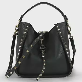 Женская сумка-ведро из коровьей кожи с заклепками в стиле ретро и рисунком в виде головы леопарда