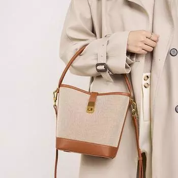 Женская сумка-ведро из натуральной кожи с верхней ручкой, нишевый дизайн, дорожная сумка через плечо из ткани, новая