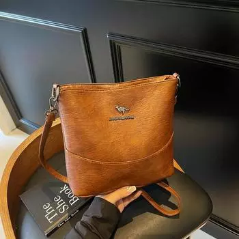 Женская сумка-ведро, мягкая кожаная сумка через плечо на одно плечо, простая и универсальная, вместительная сумка для людей среднего и пожилого возраста чёрный