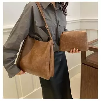 Женская сумка-ведро на одно плечо в стиле ретро, весна 2024, новая текстурированная модная сумка в западном стиле, простая дорожная сумка на одно плечо