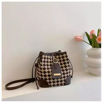 Женская сумка-ведро Niche Foreign Style Сумка через плечо Шерстяная клетчатая сумка-ведро Модная универсальная сумка-мессенджер