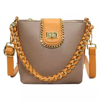 Женская сумка-ведро, новая высококачественная текстура цепи, популярная универсальная портативная сумка-мессенджер в этом году хаки