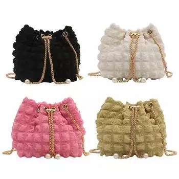 Женская сумка-ведро с облаками и пузырьками, однотонная сумка-портмоне, повседневная сумка для выпускного вечера чёрный