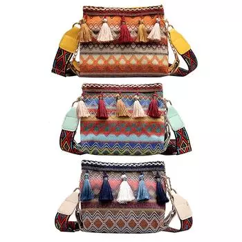 Женская сумка-ведро в стиле ретро, летняя женская сумка с кисточками в этническом стиле, кошелек для телефона, сумки на плечо для путешествий 01