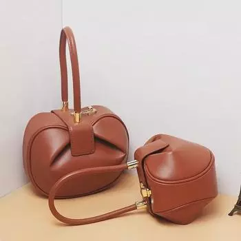 Женская сумка-ведро Wonton из натуральной кожи – клатч, сумка через плечо, маленькая круглая сумка через плечо