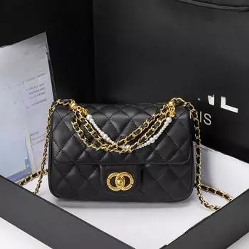 Женская сумка весна-лето простая модная сумка в клетку с ромбами и жемчужным замком-цепочкой маленькая ароматная сумка на одно плечо через плечо с цепочкой