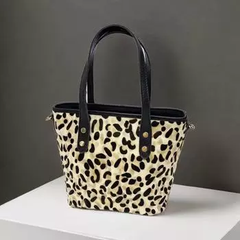 Женская сумка Wind Кожаная сумка с леопардовым принтом из коровьей кожи Сумка-мессенджер Модная женская сумка чёрный