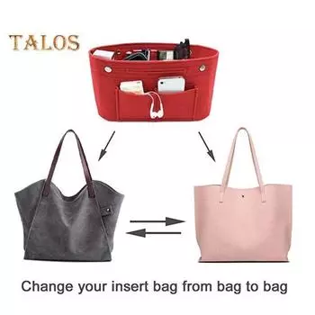 Женская сумка-вкладыш с несколькими карманами Портативная большая сумка большой емкости Сумка-органайзер для макияжа Вставной карман для продуктовой сумки Дорога на плечо синий