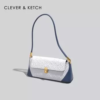 Женская сумка, высококачественная модная сумка-багет с фактурой, сумка на плечо, длина 28 см, ширина 8,5 см, высота 13 см синий
