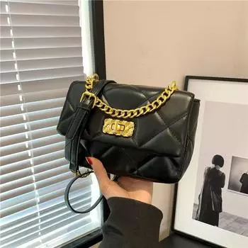 Женская сумка Xiaoxiangfeng Rhombus Chain с вышивкой нитью, женская модная маленькая квадратная сумка через плечо белый