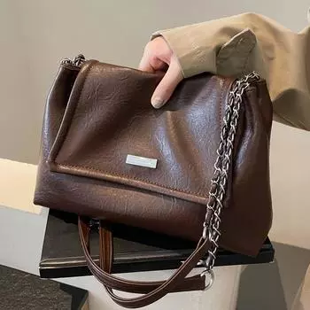 Женская сумка женская новая ретро цепочка сумка через плечо текстурированная сумка-тоут для поездок на работу чёрный