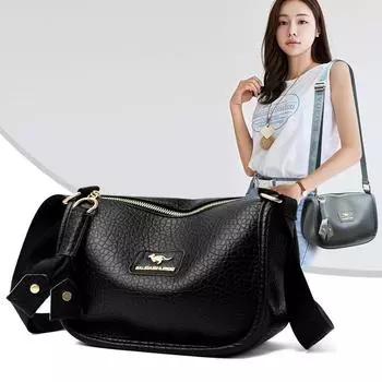 Женская сумка Женская сумка через плечо Простая большая вместительная сумка-подушка Мягкая кожаная сумка-мессенджер для мам среднего и пожилого возраста хаки