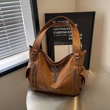 Женская сумка Женская сумка-мессенджер через плечо Европейские и американские тренды Сумка-тоут Модная сумка большой вместимости чёрный