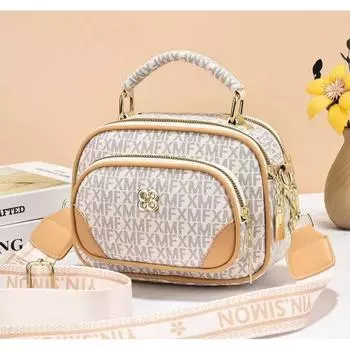 Женская сумка женская сумка мода корейская версия прилив печать маленькая круглая сумка простая атмосфера плечо через плечо 20*8*16cm