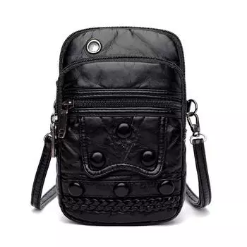 Женская сумка, женский кошелек, 2023, модная брендовая кожаная винтажная женская сумка через плечо, сумка-мессенджер чёрный