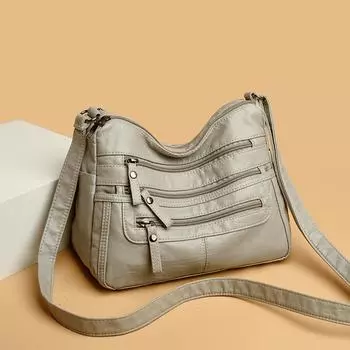 Женская сумка, женский мягкий кожаный рюкзак, большая вместимость, сумка через плечо, год, сумка для мамы чёрный